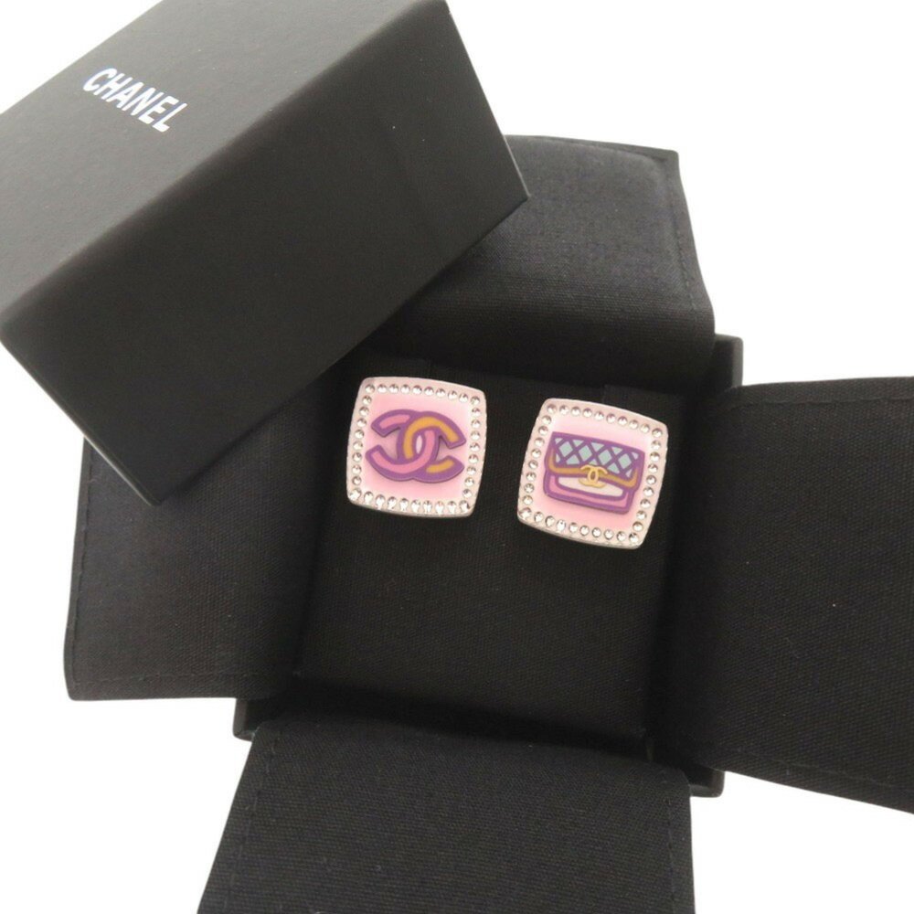 CHANEL Pink Logo Earrings - Picture 3 of 7